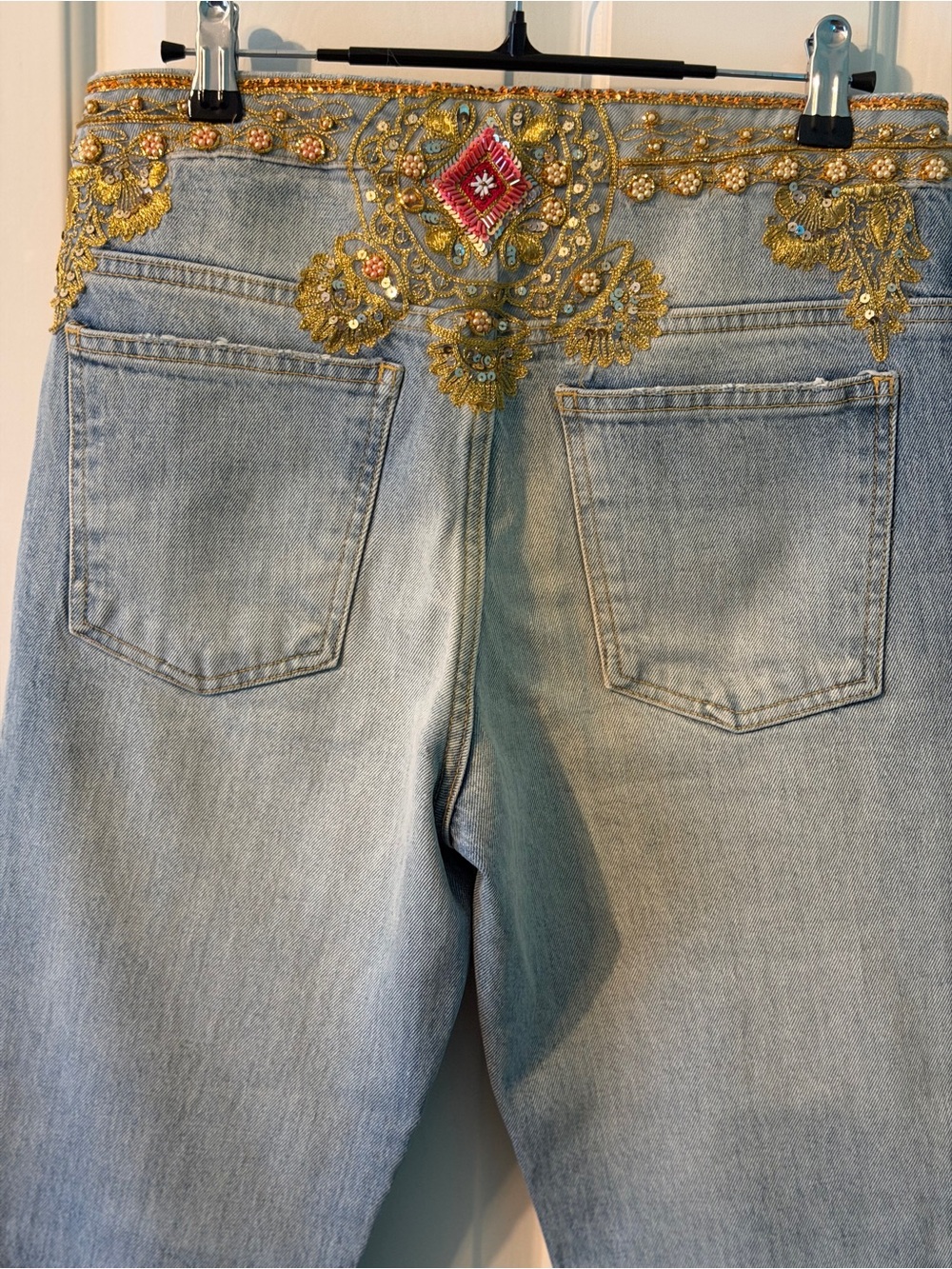 Free People We The Free Embellished Jeans Lace Beaded Sequin NWT 27